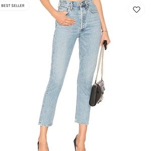 Agolde Riley High Rise Straight Crop in Renewal, 25